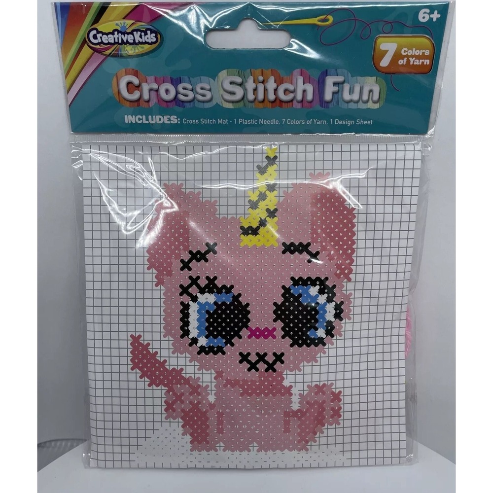 Creative Kids DIY Cat Unicorn Cross Stitch Needlework Kit Embroidery Starter Set